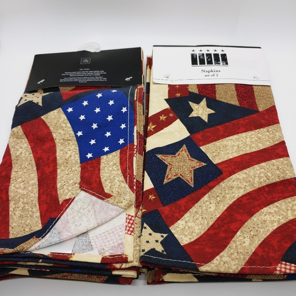 American Flag 4th of July Napkins 2 set of 2 NWOT red white and blue - Picture 7 of 8